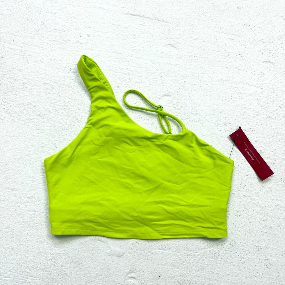 Carbon38 Acid Lime One Shoulder Convertible Bra Top Size S NWT